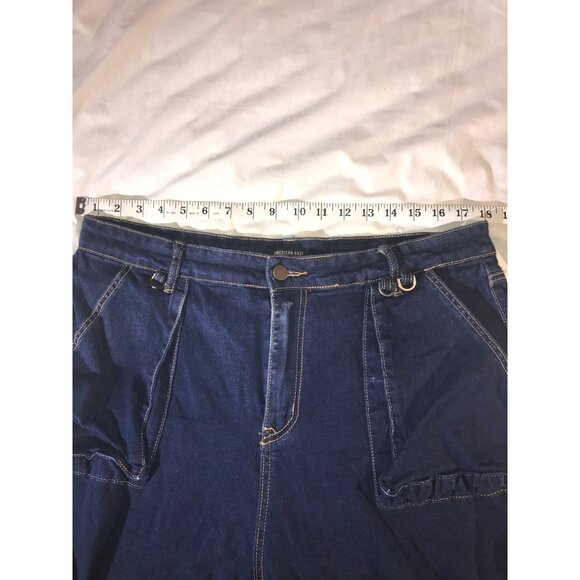 American Bazi Womens Dark Blue Oversized 6 Pocket Cargo Jogger Jeans - Picture 6 of 9